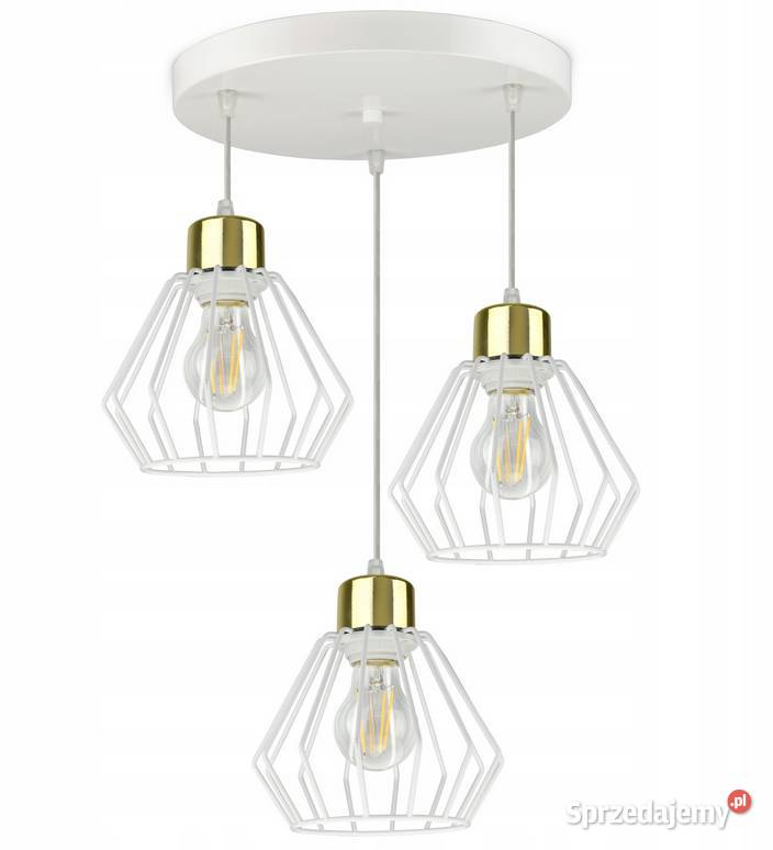 LAMPA SUFITOWA żyrandol biała złota GOLD Choroszcz