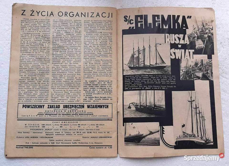 Morze Czerwiec 1935r Pismo Ligi Morskiej i