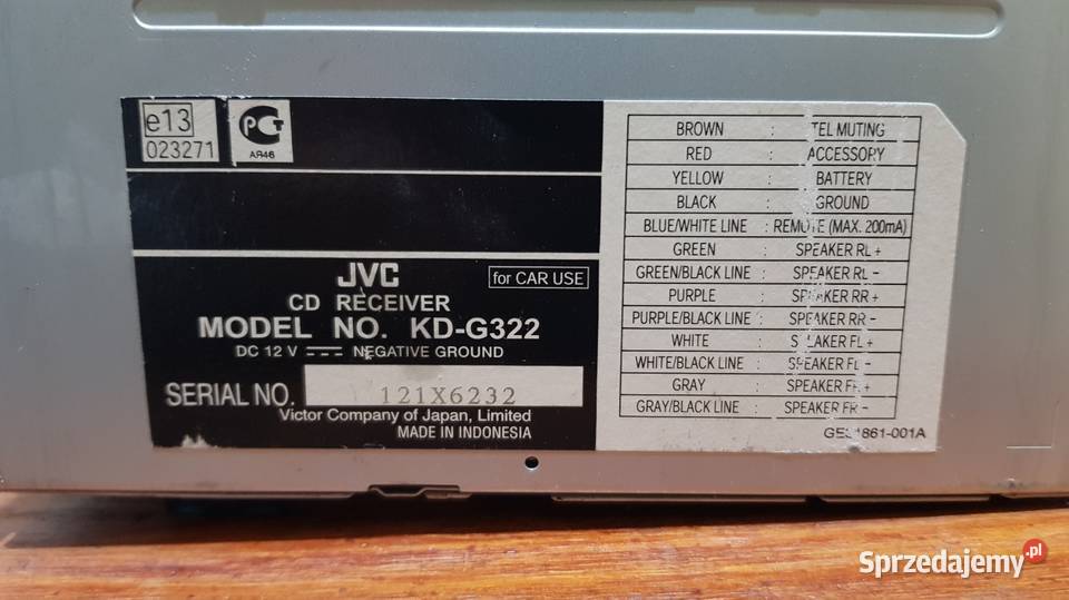 Radio JVC KDG322 4x50W 1DIN Wałbrzych