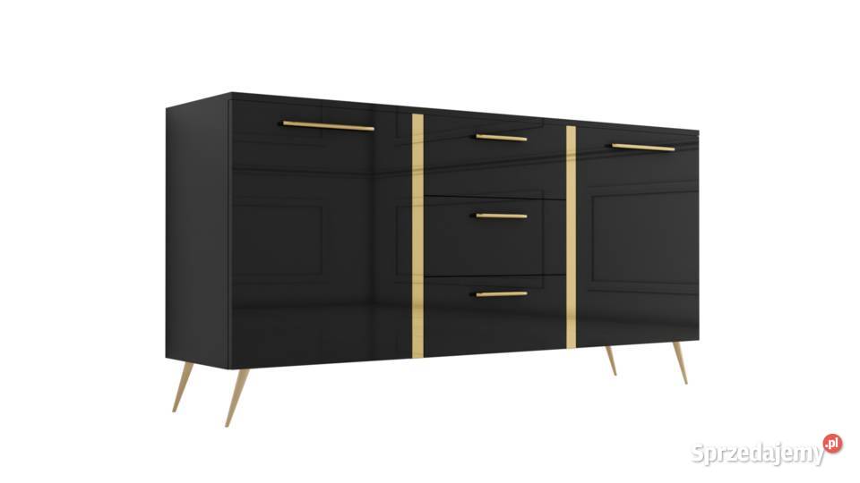 Komoda lakierowana czarny połysk Glamour