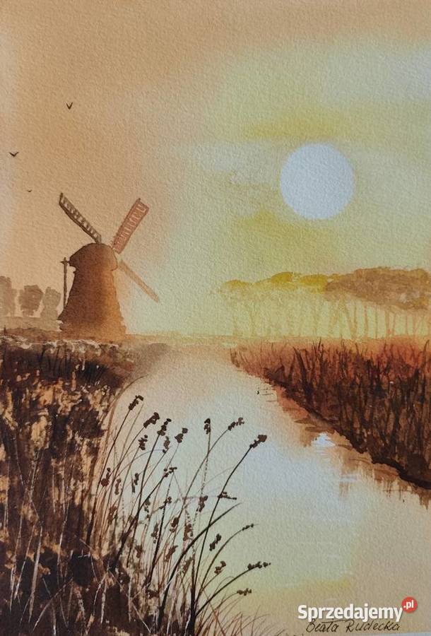 Akwarela Akwarelka Obraz pt W Krainie Wiatru Warszawa sprzedam