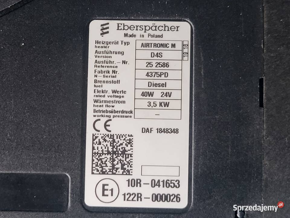 1848348 WEBASTO OGRZEWANIE POSTOJOWE EBERSPACHER Zawichost