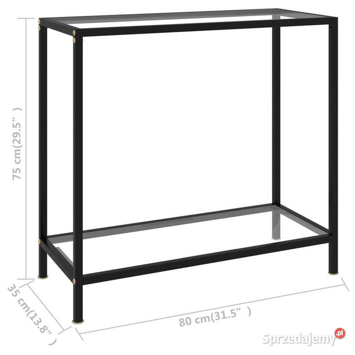 Stolik konsolowy przezroczysty 80x35x75 szkło Warszawa
