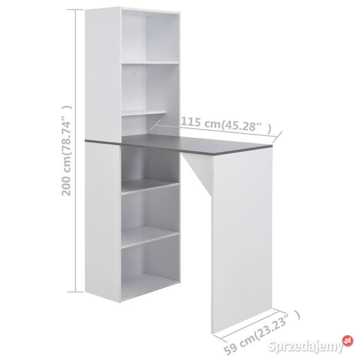 Stolik barowy z szafką biały 115 x 59 x 200 Warszawa