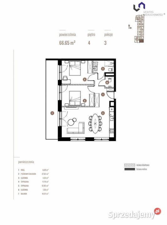 Mieszkanie 6566m2 3 pokoje Katowice Katowicka Sprzedaż