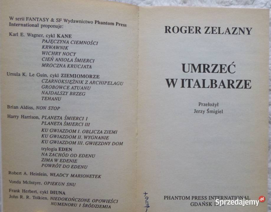 Umrzeć w Italbarze Roger Zelazny Książki i Podręczniki mazowieckie