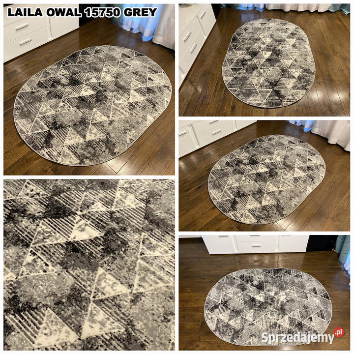 DYWAN OWALNY 160X230 GĘSTY WŁOS LAILA 15750 GREY szary Białystok