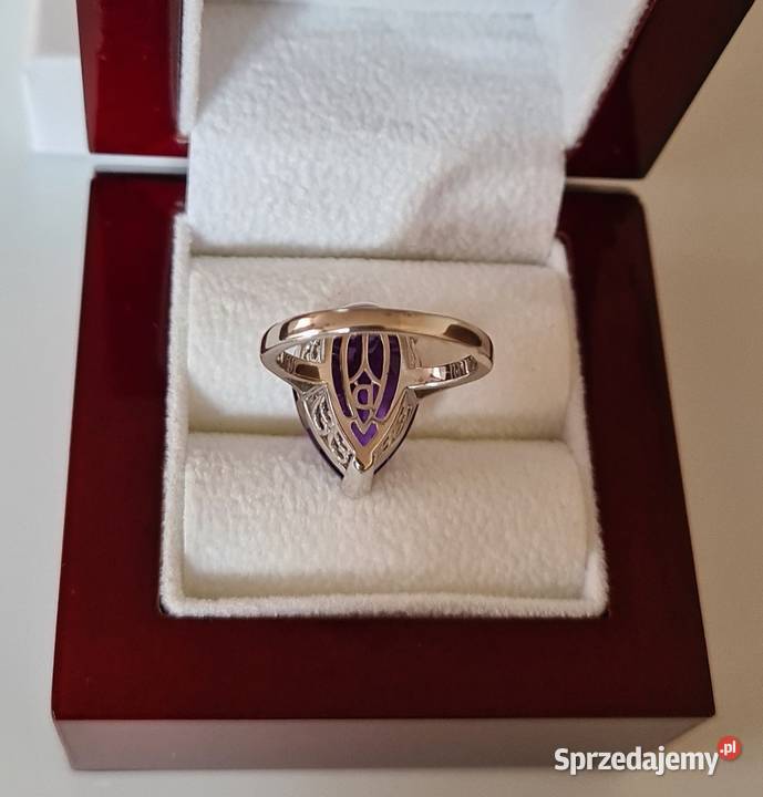 Pierścionek srebro 925 rodowane ametyst mazowieckie Otwock