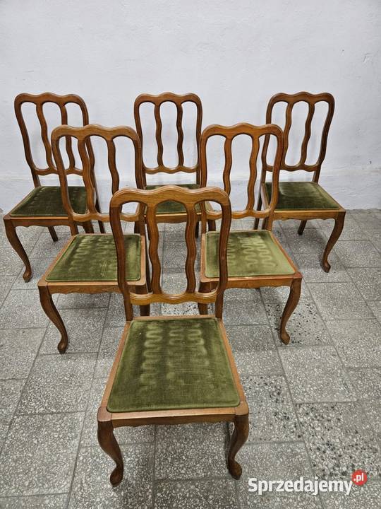 Krzesła ludwikowskie 6 sztuk zielone Krzesła Nowy Sącz