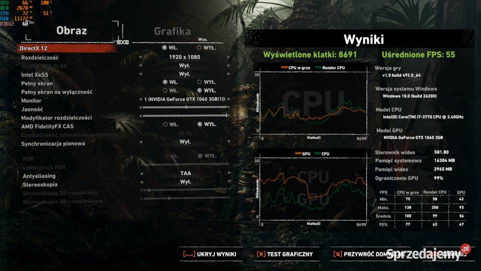 KOMPUTER GAMINGOWY 1080p i73770 GTX 1060 16GB wielkopolskie Ostrów Wielkopolski