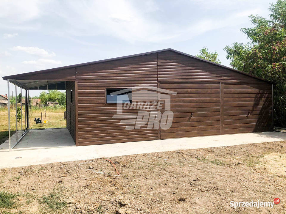 Garaż blaszany 9x6 wiata 3x6 2x Brama GP135 Sprzedaż Września