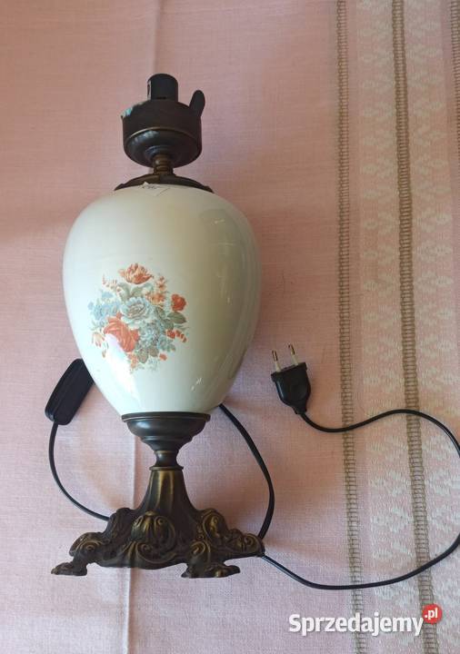 Lampa elektryczna porcelana i mosiądz Bez