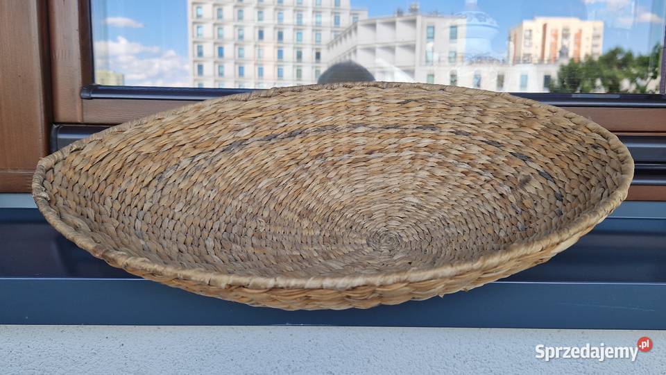 Płaski owalny kosz wypleciony z hiacynta wodnego mazowieckie Warszawa