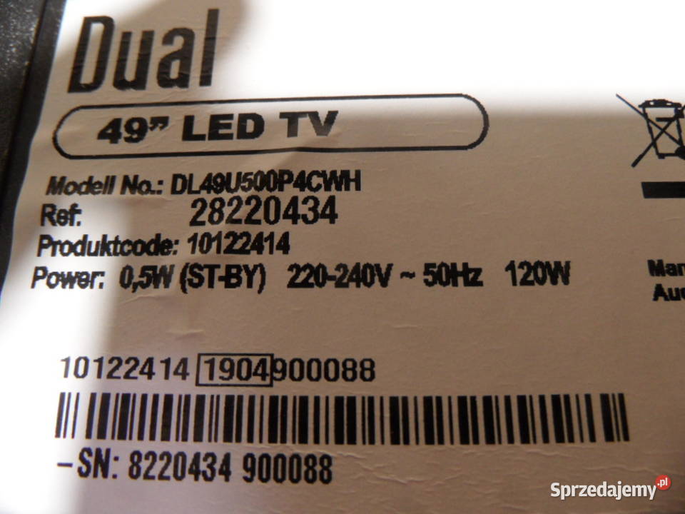 plyta glowna telewizora DUAL DL49U500P4CWH Części i akcesoria Kielce