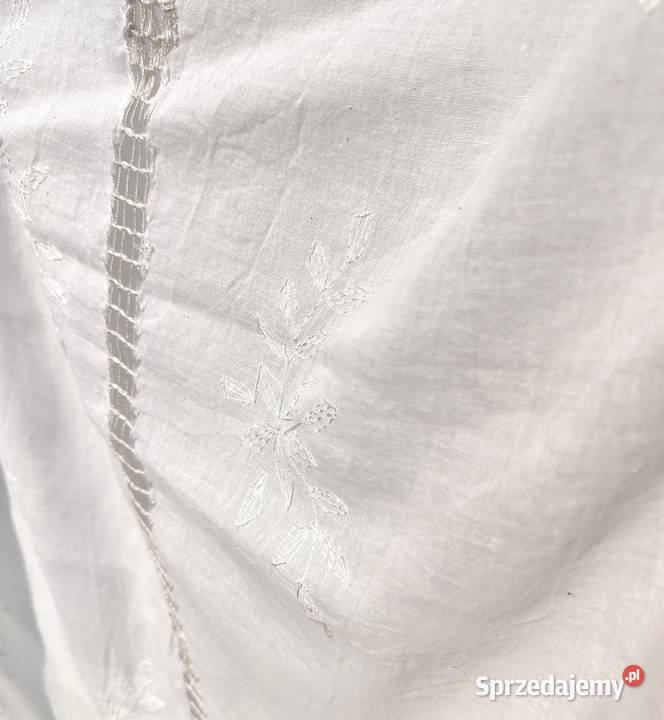 Duża chusta szal dupatta haftowana biała bawełna Dla kobiet Szczecin