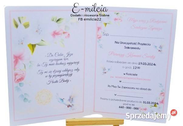 Zaproszenia z okazji I Komunii Św Zielona Góra sprzedam