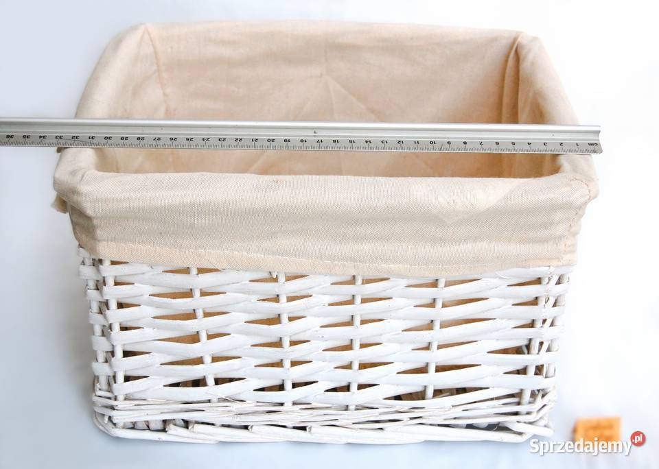 Kosz pleciony rattanowy biały z bawełnianym Lublin