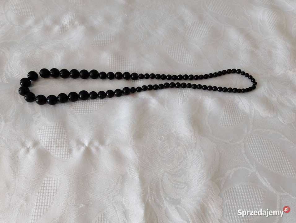 KORALE czarne na żyłce zakładane głowę vintage Złotniki