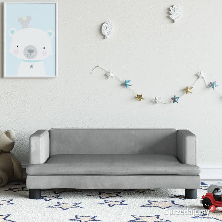 Sofa dzieci jasnoszara 80x45x30 aksamit Warszawa