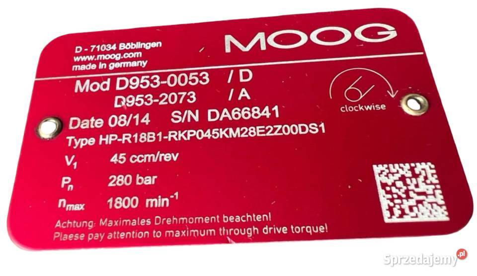 MOOG HP R18B1 RKP04528E2Z00DS1 D9530053 D