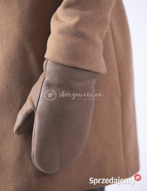 Klasyczne kawowe skórzane rękawiczki Pozostałe Szaflary