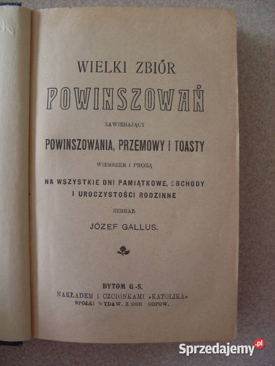WIELKI ZBIÓR POWINSZOWAŃ GALLUS wyd1908 Antykwariat sprzedam