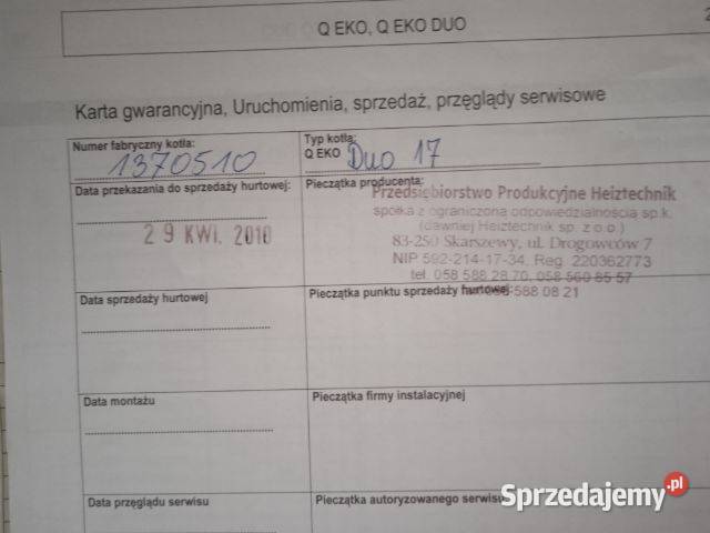 Sprzedam piec Heiztechnik Q EcoDUO 17kW sprzedam