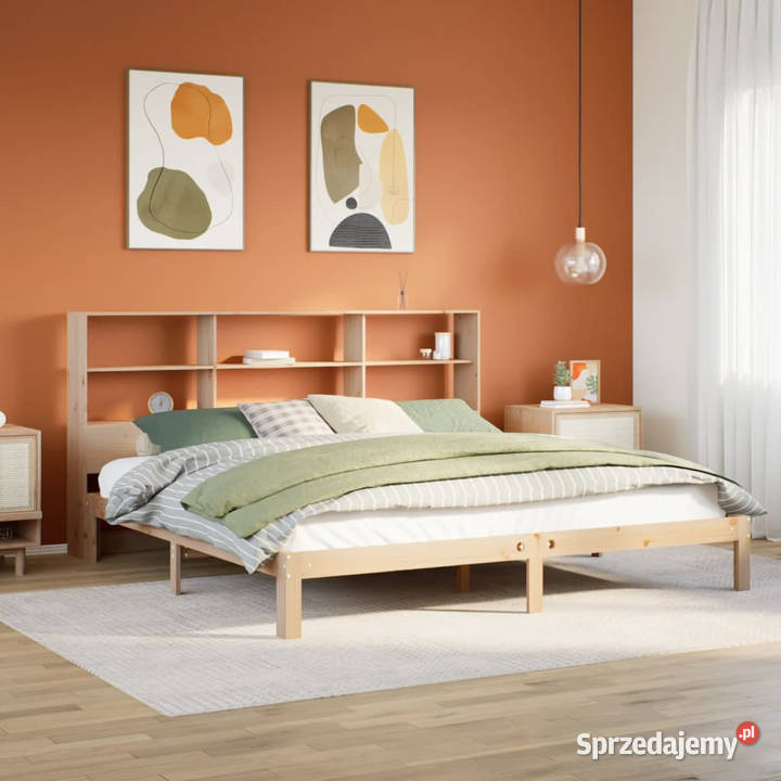 Łóżko z regałem bez materaca sosnowe 200x200 mazowieckie Warszawa