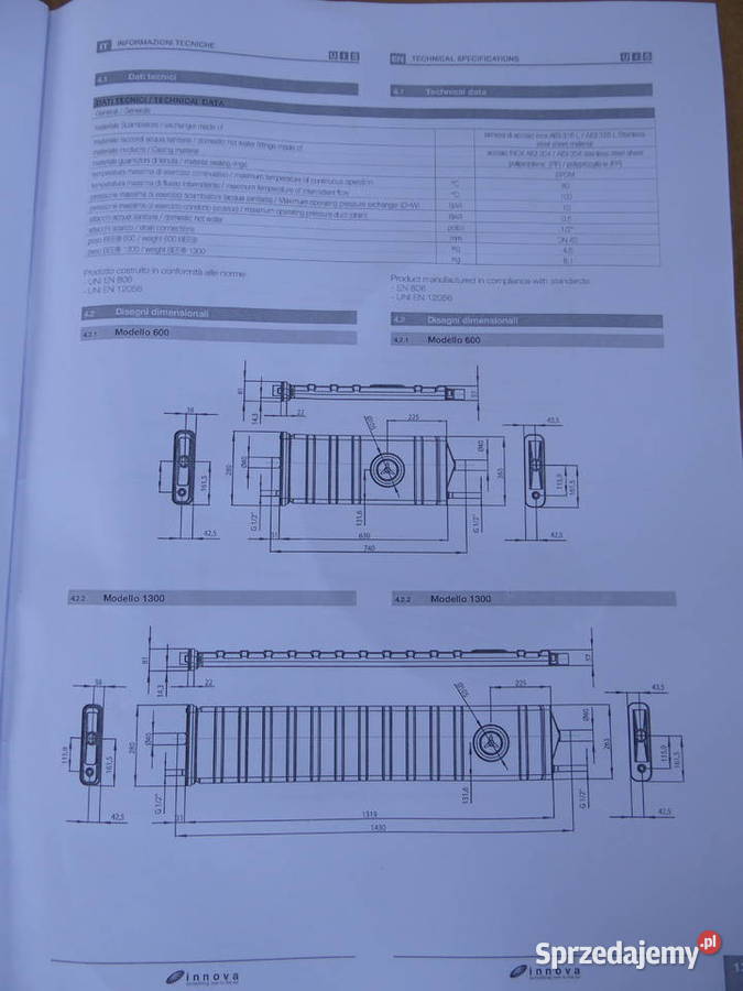 INNOVA BEE 1300 REKUPERATOR WODY CIEPLEJ Branice sprzedam