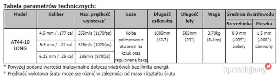 Wiatrówka Karabin PCP Hatsan AT4410 long 635 mm Jasło