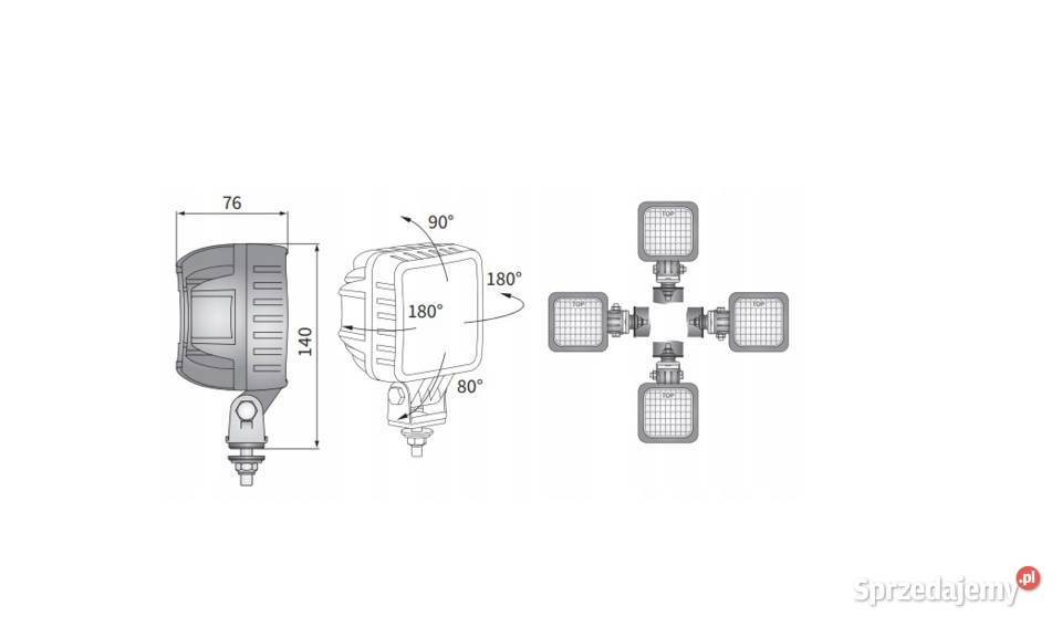 LAMPA ROBOCZA 6xLED 25W 1224V 2000LM z przewodem Oświetlenie