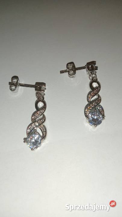 Długie kolczyki z cyrkoniami Kolczyki sprzedam