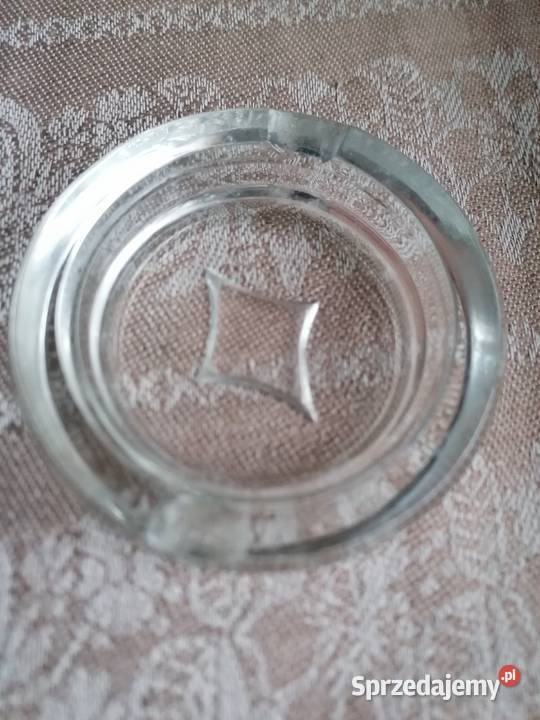 Szklana popielniczka karcianaKaroGrube szkło przezroczysty Łódź