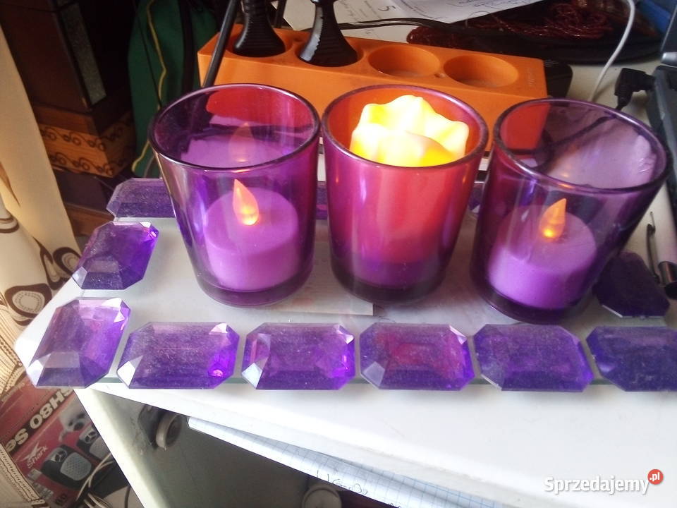 Swieczniki na tacy kolor fiolet Warszawa
