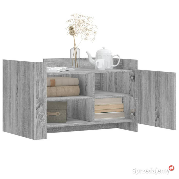 Stolik kawowy szary dąb 80x50x50 materiał