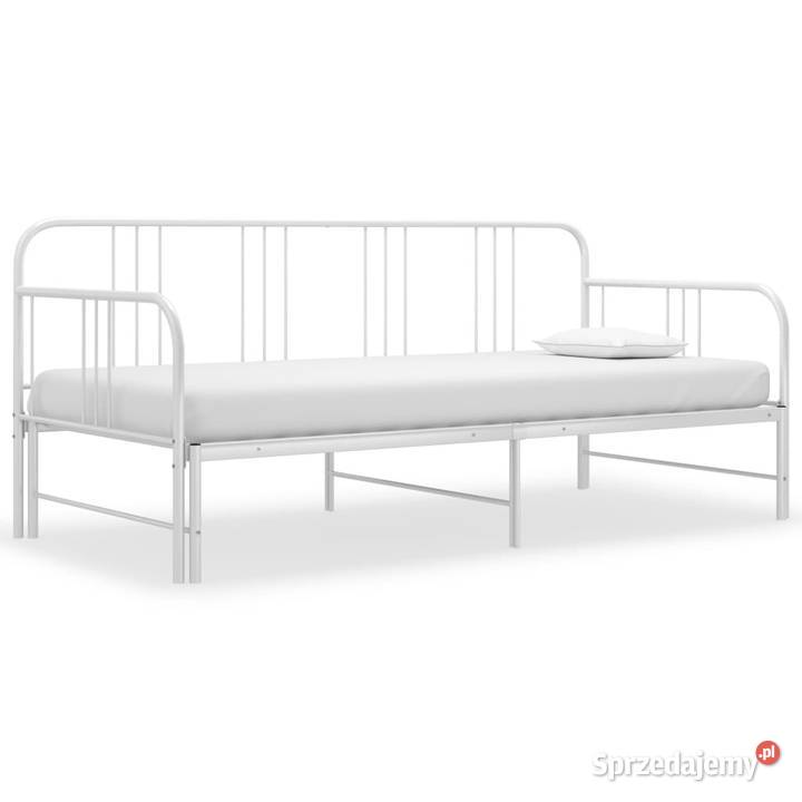 Sofa z wysuwaną ramą łóżka biała metalowa 90x200 Warszawa