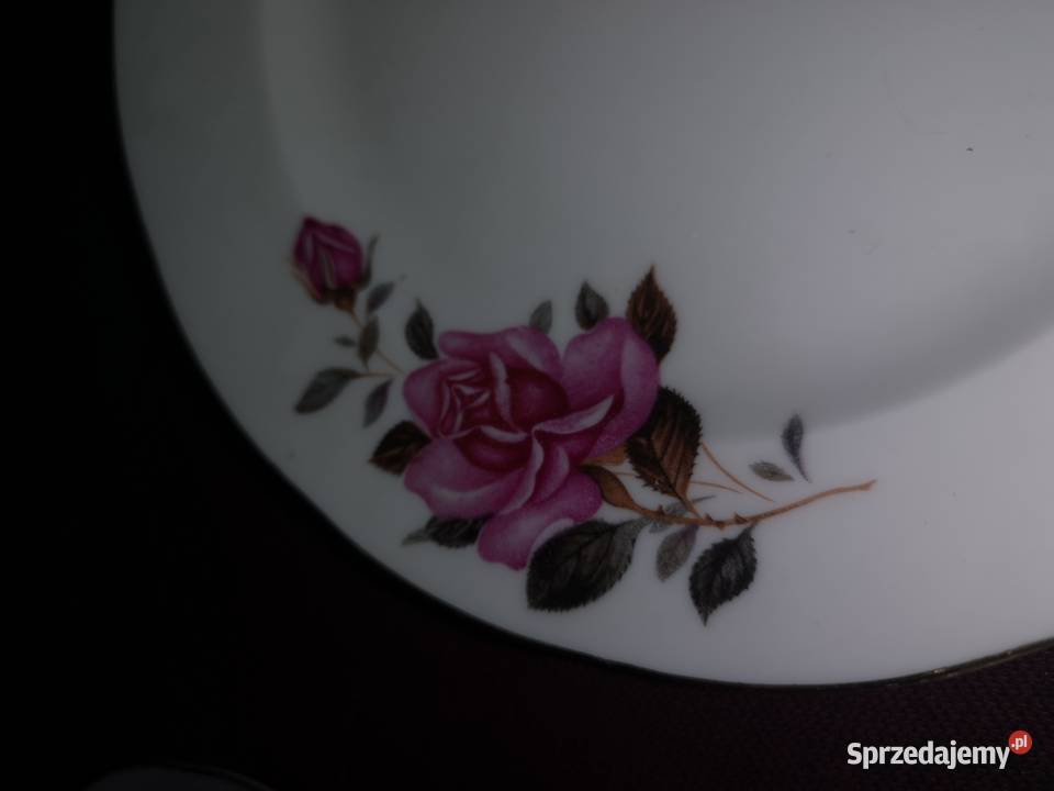 Filiżanka i talerzyk deserowy z różami Made in Gdańsk
