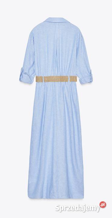 Sukienka długa maxi Zara M L len wiskoza nowa Warszawa