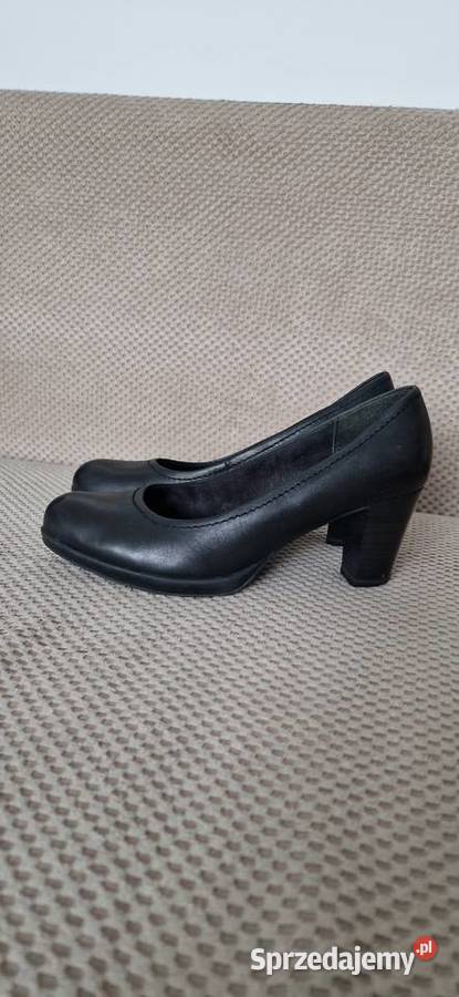 czółenka słupek czarne 38 skóra Kraków