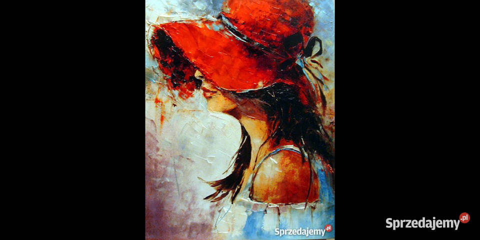 Dziewczyna w kapeluszu obraz olejny 40x50 Warszawa