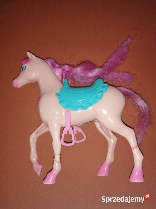 Konik lalki BarbieKoń kremowy zielone siodło Łódź