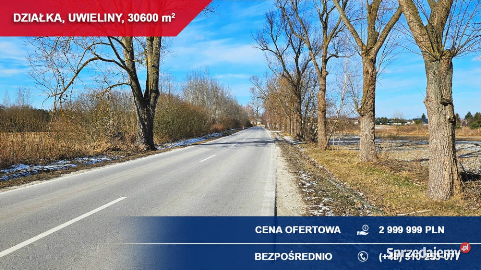 Działka budowlana 3ha Uwieliny gm Prażmów z MPZP 98zł/m2 mazowieckie