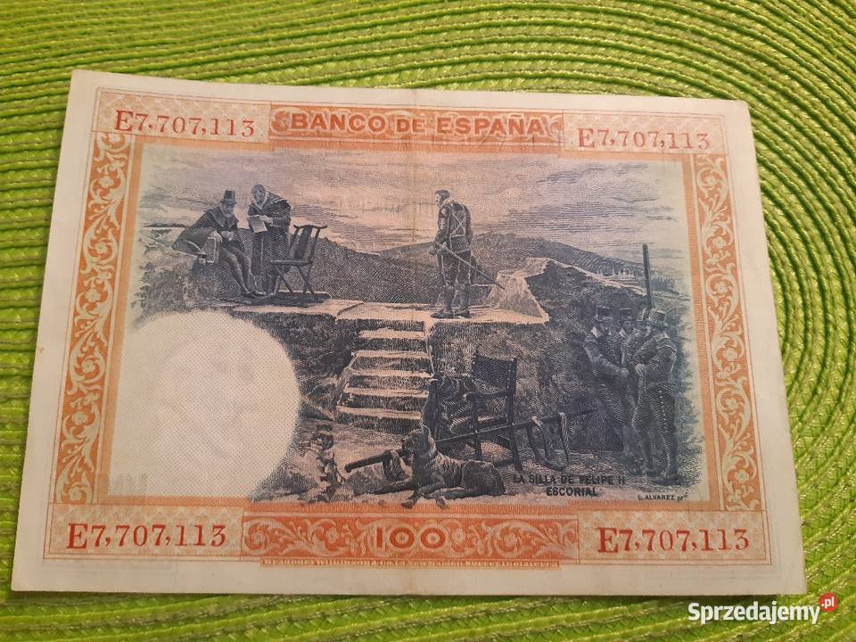 banknot Hiszpanii 100 peseta z 1925r Łomża