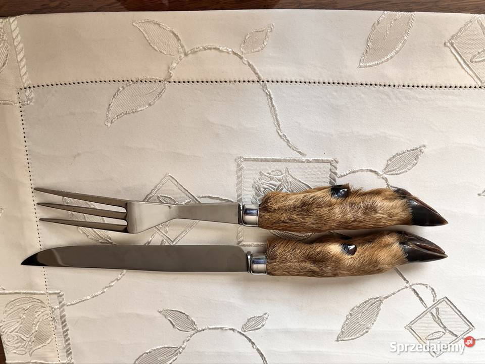 Zestaw nóż widelec z naturalnymi kopytami sarny Lucynów sprzedam