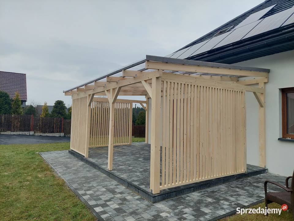 Zadaszenie Wiata Taras 35x7 dach PCV gont Smolice