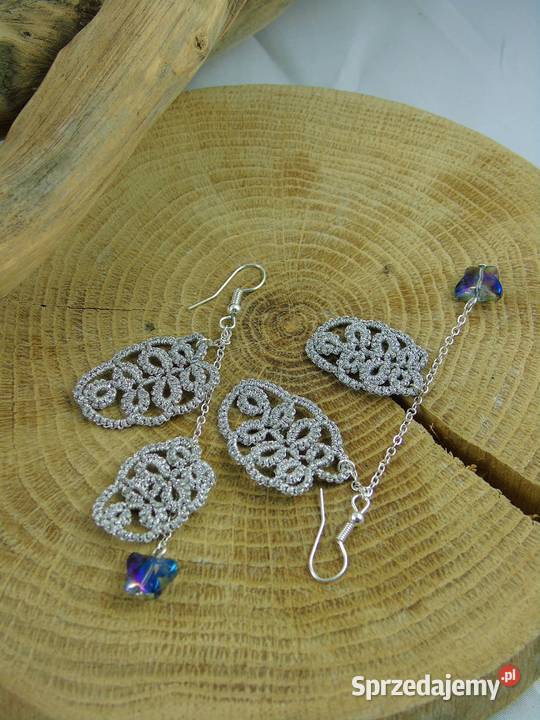 Kolczyki koronkoweróżne wzory kolory Wiśniowa