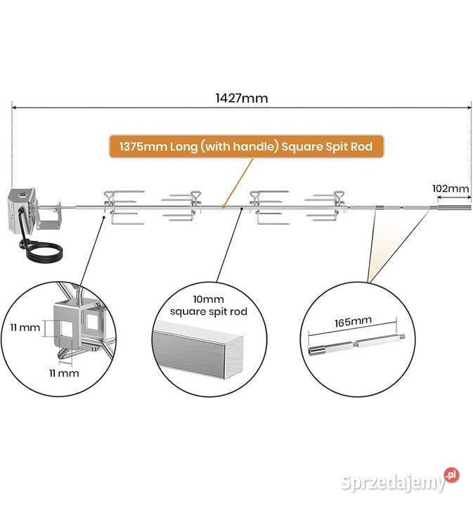Zestaw rożna ze stali nierdzewnej Onlyfire Gniezno