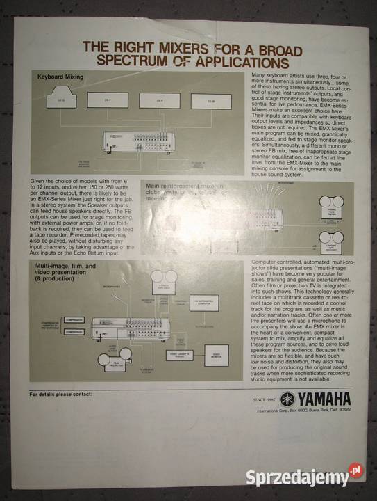 Yamaha EMX Integrated Mixers Series brochure Kępice