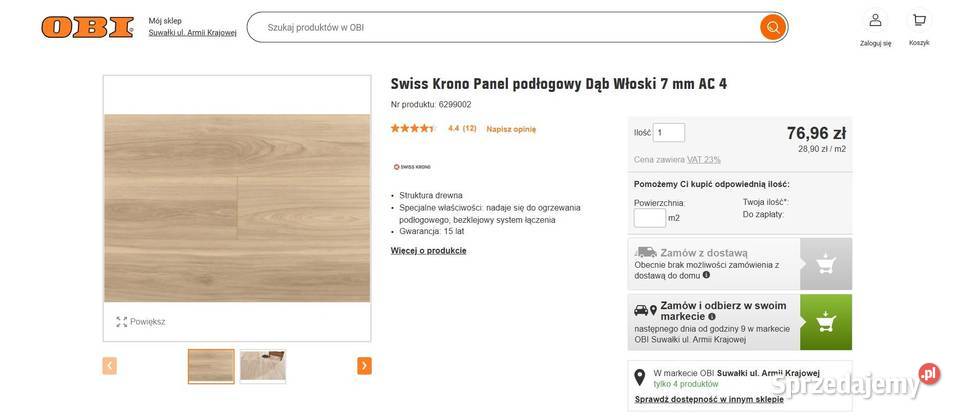 Panele podłogowe Swiss Krono Dąb Włoski 7mm AC4 Gdynia