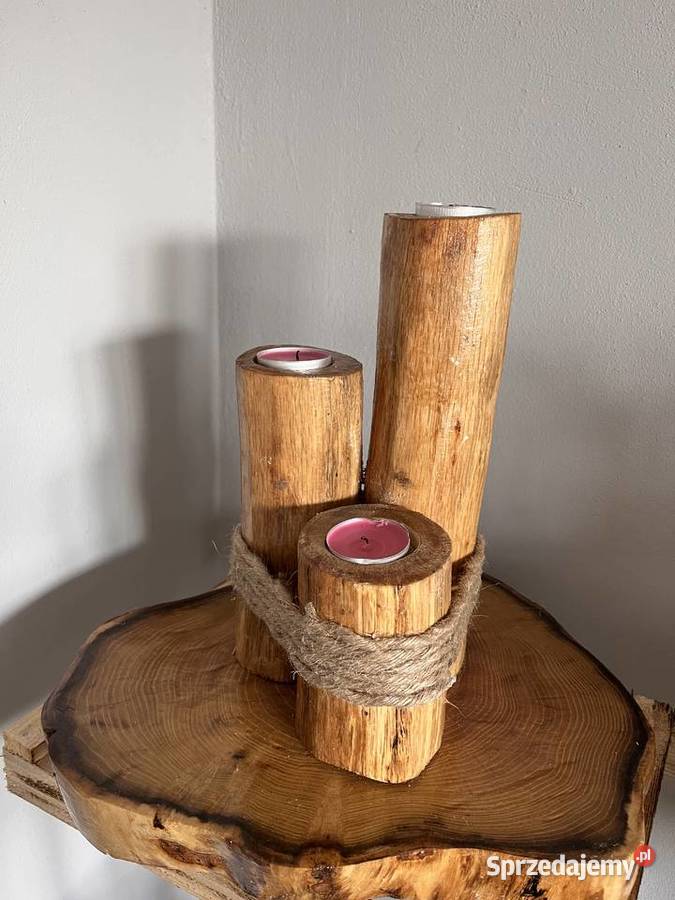 świecznik wykonany z drewna handmade podkarpackie Nisko